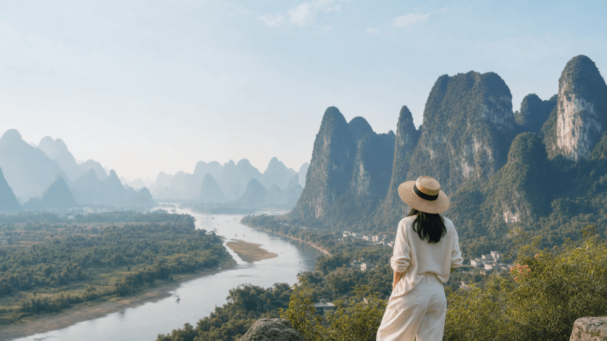 Guilin’s mountains and river in China